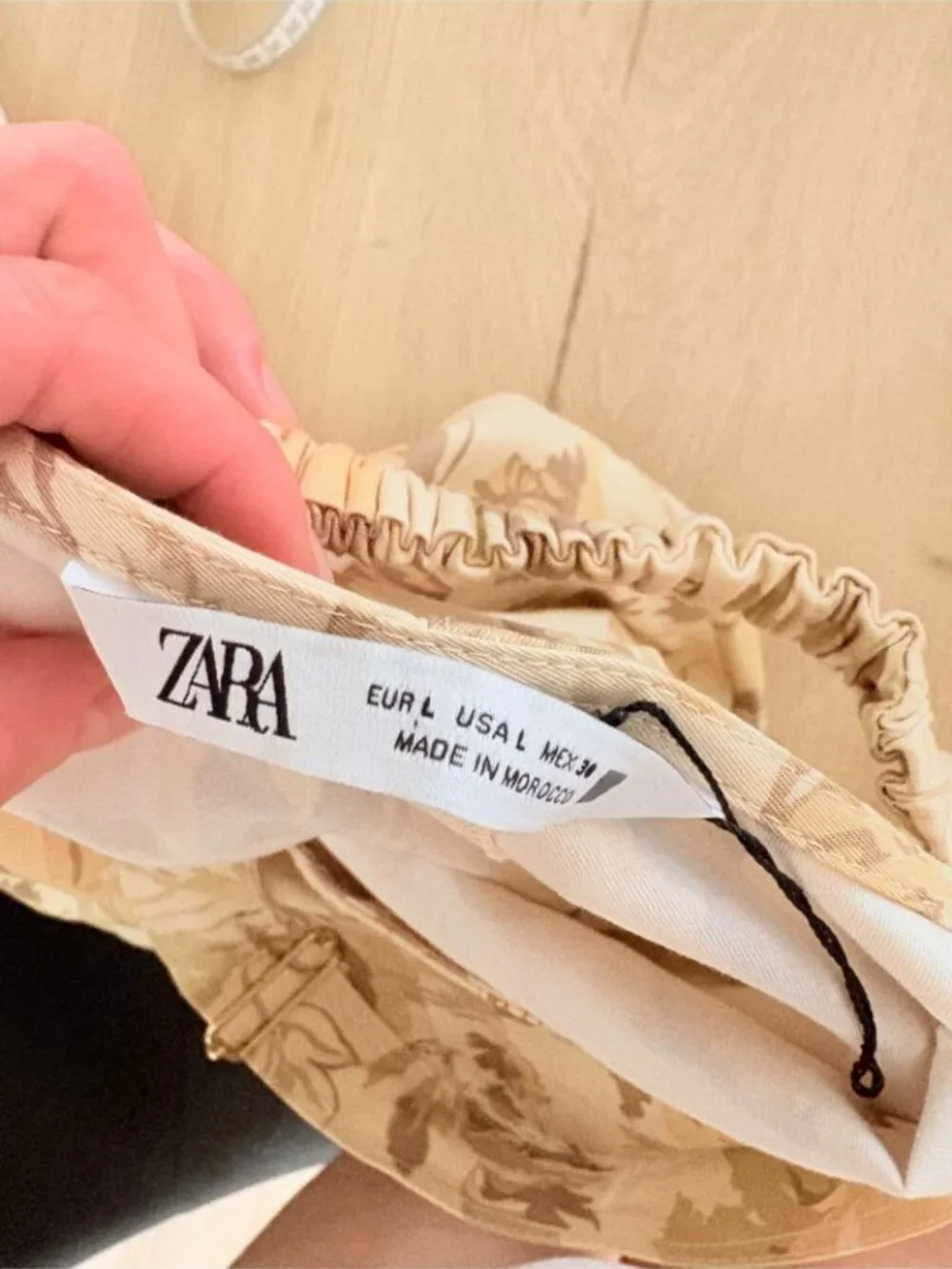 Zara Floral Beige Overalls Cotton Boho Botanical Relaxed Size Large